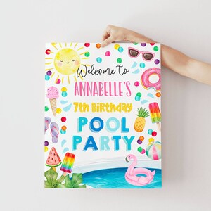 Editable Pool Party Welcome Sign Template, Printable Summer Birthday ...
