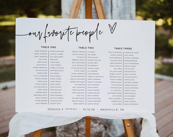 Modern Wedding Banquet Seating Chart Template, Printable Long Table Seating Plan, Editable Minimalist Banquet Seating, Digital Download #MW4