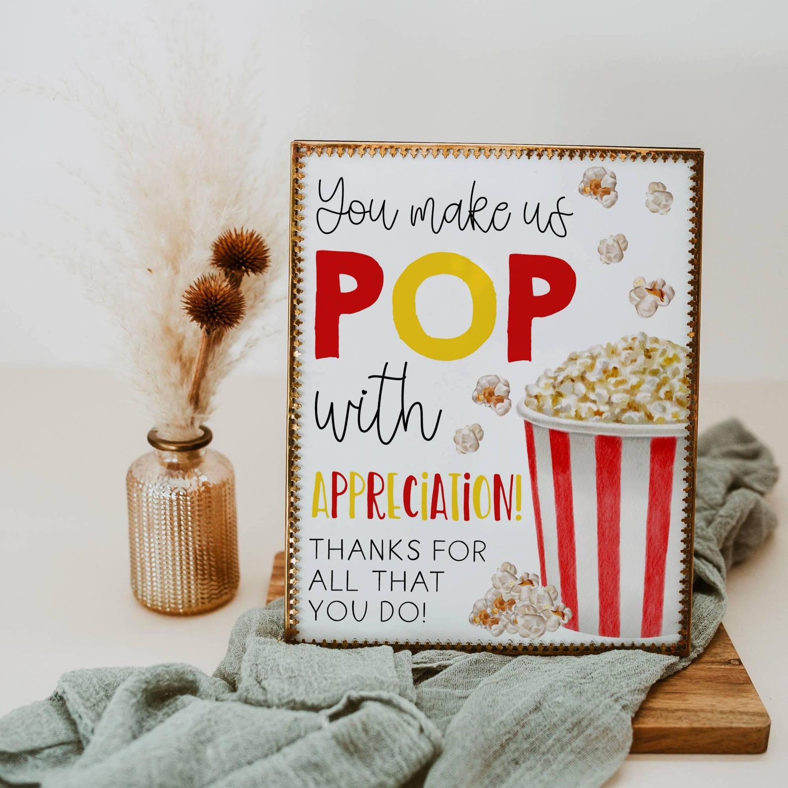 Popcorn Appreciation Sign Template, Printable You Make Us Pop Teacher ...