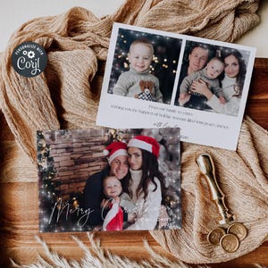 Winter Sterne Foto Urlaub Kartenvorlage, druckbare Weihnachtskarte, bearbeitbare moderne minimalistische Familienbild Urlaubskarte, Sofort Download