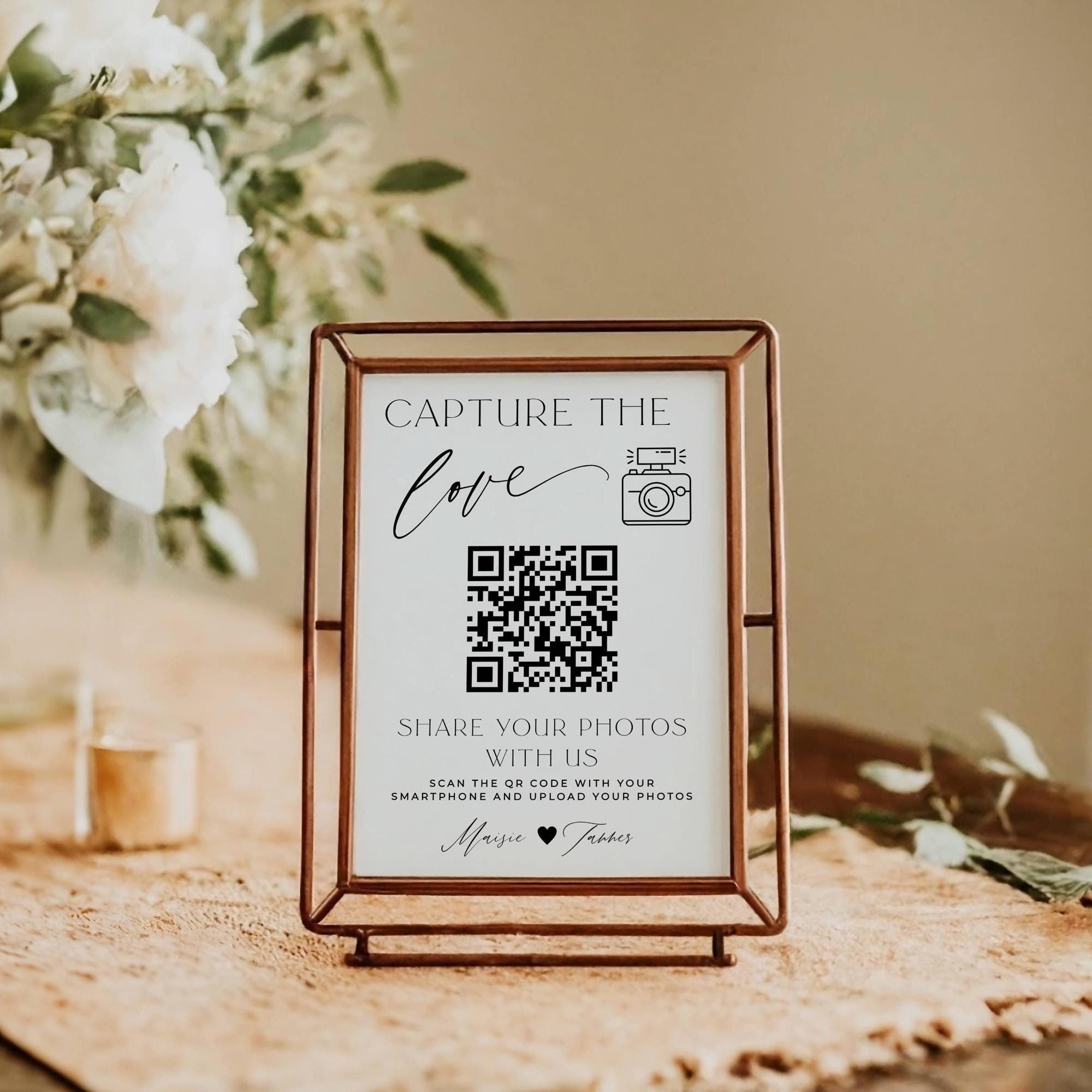 Minimalist Wedding Capture the Love Sign Template, Printable Modern QR ...