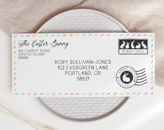 Editable Letter From The Easter Bunny Envelope Template, Printable Easter Mail Envelope, Pastel Foldable Easter Envelope, Digital Download