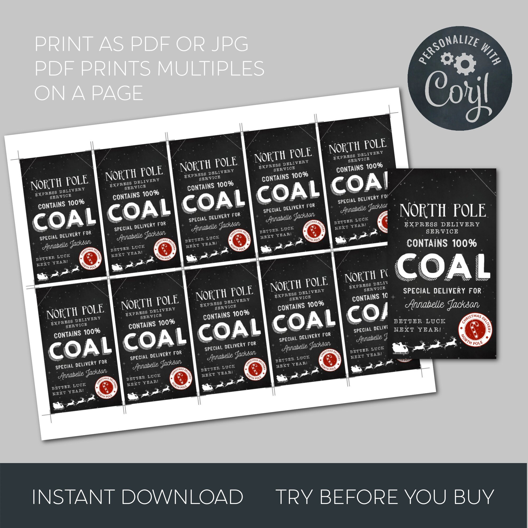 editable-christmas-coal-gift-tag-template-printable-north-pole-express-delivery-favor-tag-lumps-of-coal-chalkboard-tag-instant-download-etsy