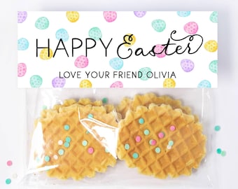 Easter Bag Topper Template, Printable Easter Eggs Treat Bag Toppers, Editable Bunny Eggs School Class Gift Bag Topper, Digital Download