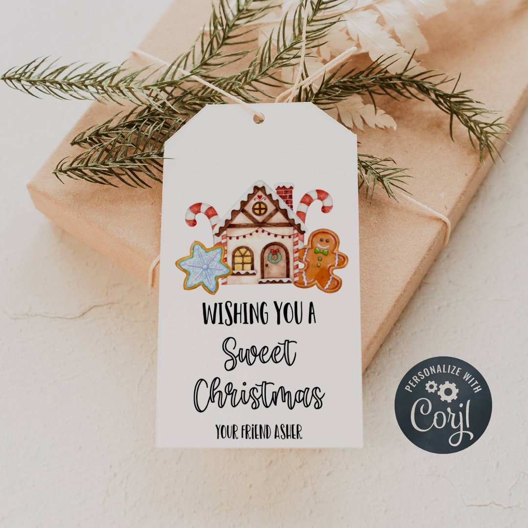 Sweet Christmas Gift Tag Template, Printable Holiday Favor Tag ...