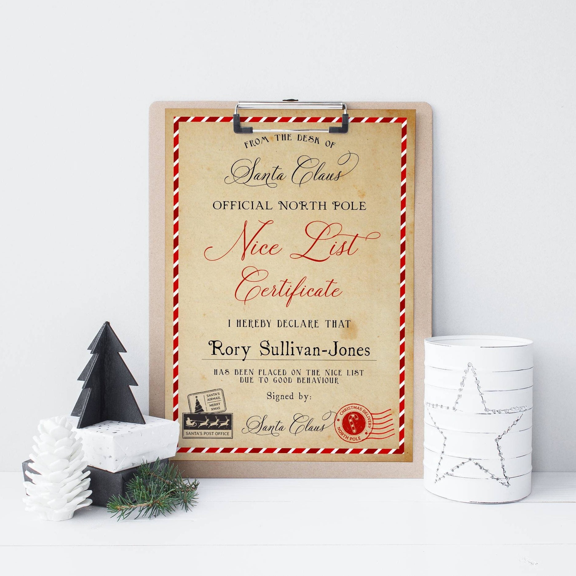 Editable Vintage Santa Letter & Nice List Certificate Template ...