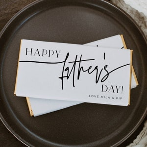 Minimalistische glückliche Vatertags-Schokoriegel-Wrapper-Vorlage, druckbare Candy Bar-Etikett von Kindern, bearbeitbare Verpackung für Papa, sofortiger Download