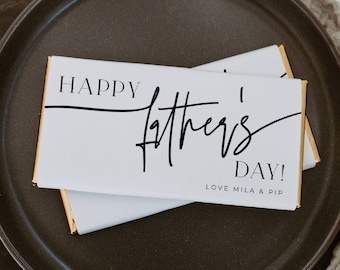 Minimalist Happy Father's Day Chocolate Bar Wrapper Template, Printable Candy Bar Label From Kids, Editable Wrap For Dad, Digital Download
