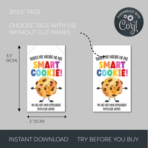 Smart Cookie Teacher Appreciation Gift Tag Template, Printable Favor ...