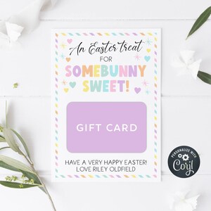 An Easter Treat For Somebunny Sweet Geschenkkartenhalter-Vorlage, druckbare Pastell-Ostern-Tags, bearbeitbare Osterhasenkarten-Tags, Instant Download