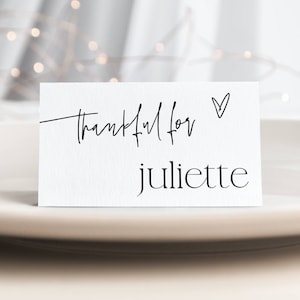 Minimal Thanksgiving Place Card Template, Printable Modern Friendsgiving Name Cards, Editable Dinner Seating Card, Instant Download, #HT
