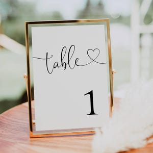 Modern Hearts Table Number Template, Printable Wedding Table Numbers, Editable Simple Minimalist Table Numbers, Instant Download, #HF