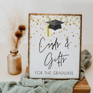 Karten & Geschenke für den graduierten Mann Schild, Vorlage, druckbares grad Party Tischschild, bearbeitbarer moderner minimaler Abschluss, sofortiger Download, #GC