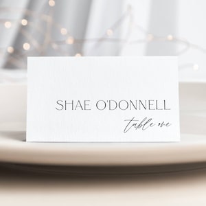 Plantilla de tarjeta de lugar de boda minimalista, tarjetas de nombre clásicas modernas imprimibles, tarjetas de asientos simples boho editables, descarga instantánea, #MW1