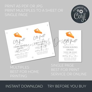 Thanksgiving Dinner Kürbiskuchen Einladung Vorlage, druckbare minimale Friendsgiving einladen, bearbeitbare Dinner Party einladen, digitaler Download Bild 7