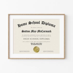Editable Homeschool Diploma Template, Printable High School Graduation Certificate, Fake Home School Diploma, Instant Download