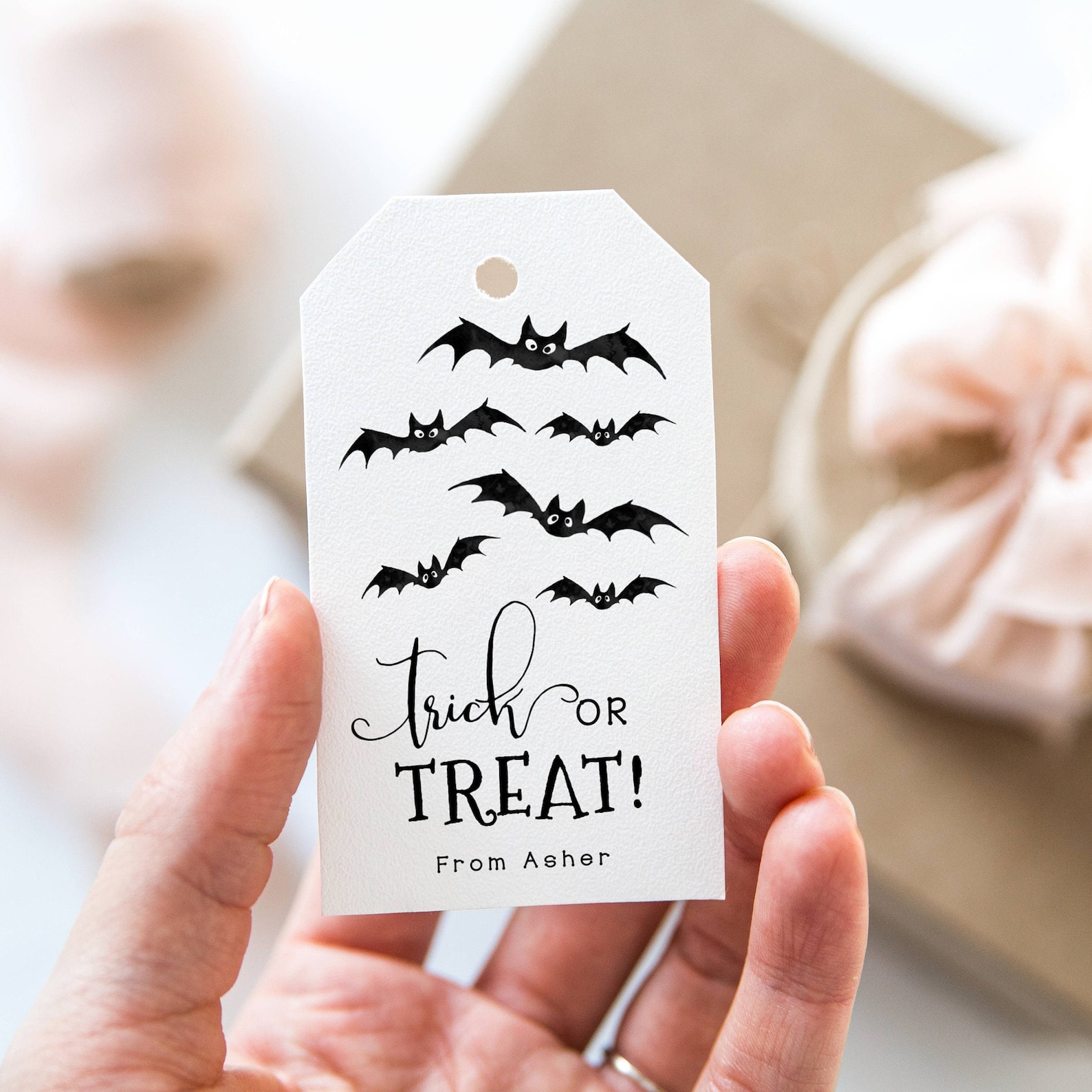 Halloween Bats Gift Tag Template Printable Trick or Treat Etsy
