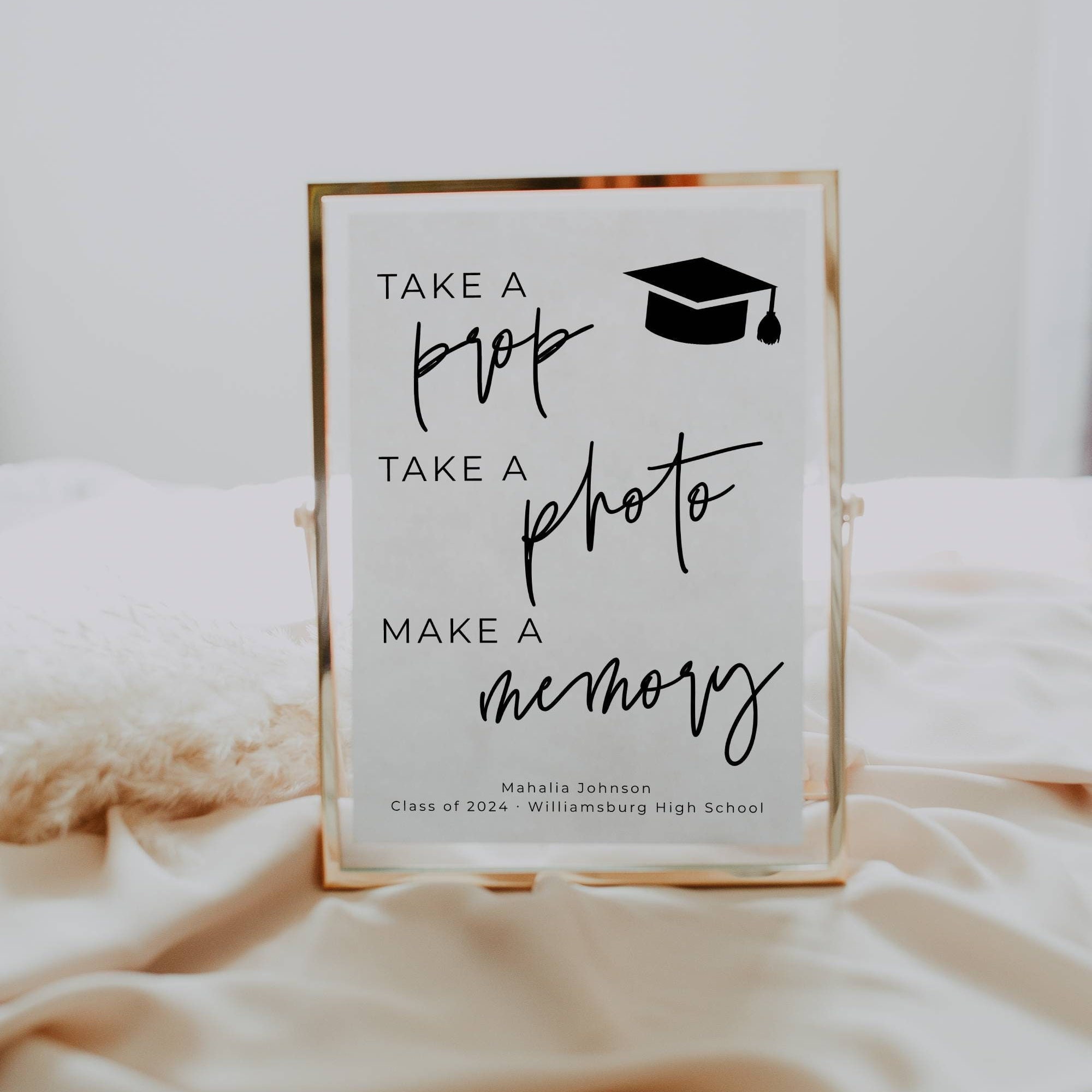 Graduation Photo Booth Sign Template, Printable Photo Prop Memory Sign ...