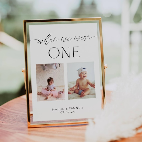 When We Were Age Photo Table Number Template, Printable Minimalist Wedding Table Decor, Editable Childhood Photo Sign, Digital Download #MW1