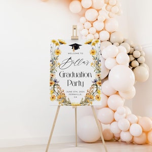 Wildflowers Graduation Welcome Sign Template, Printable Modern Boho ...