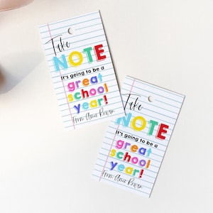 Back to School Take Note Gift Tag Template, Printable Note Pad First ...