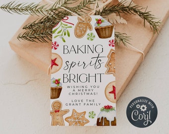 Christmas Cookie Tags Printable Holiday Hang Tags Cookie Favor Labels ...