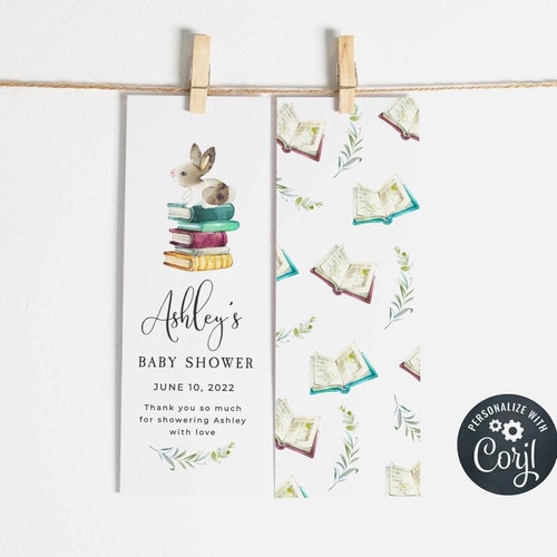 Book Themed Baby Shower Bookmark Template Printable Bookmark - Etsy