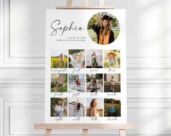 Mall för fotocollage för examen från K-12, utskrivbara bilder från gymnasiet, redigerbara examensfoton, direktnedladdning