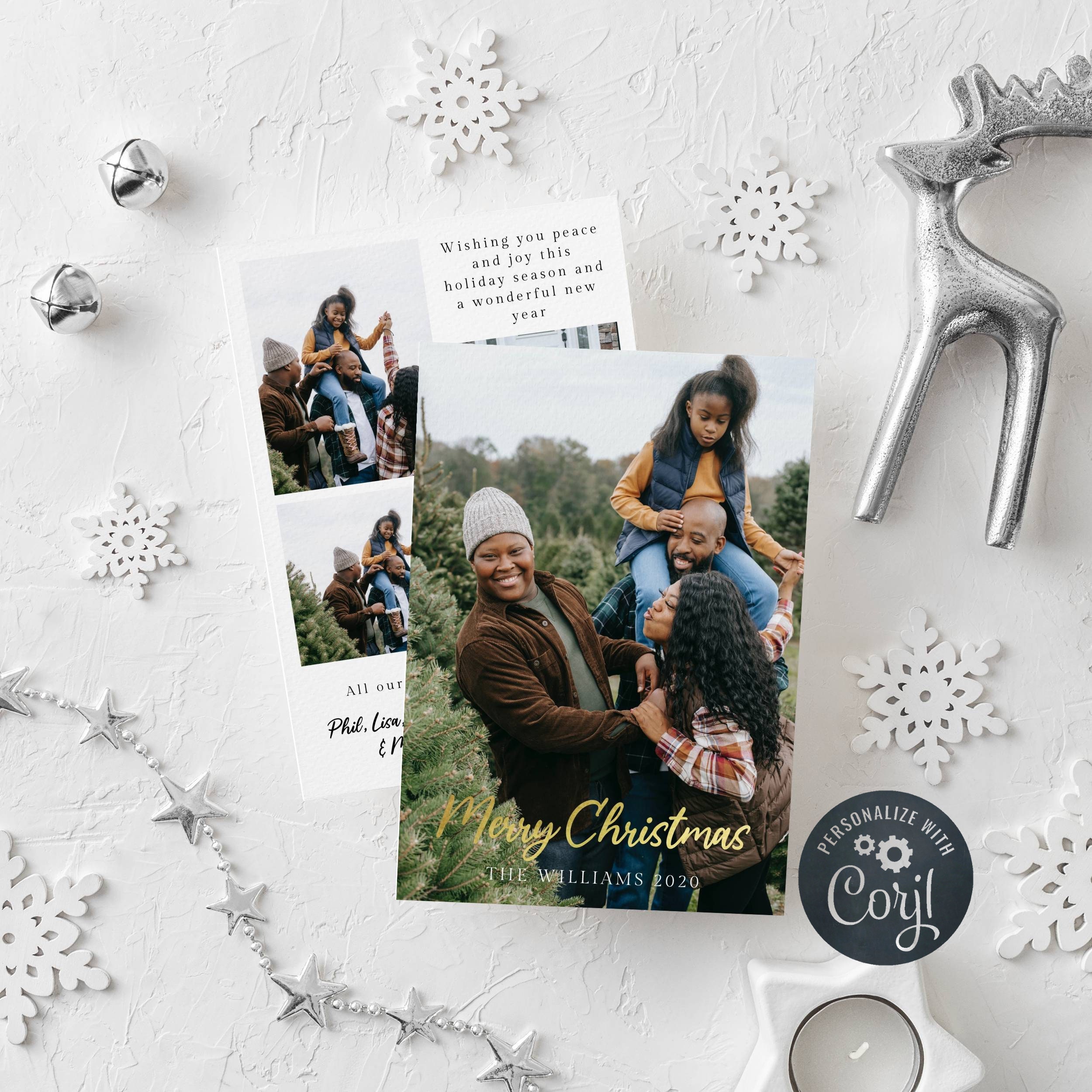 Editable Holiday Card Template Printable Photo Christmas  Etsy
