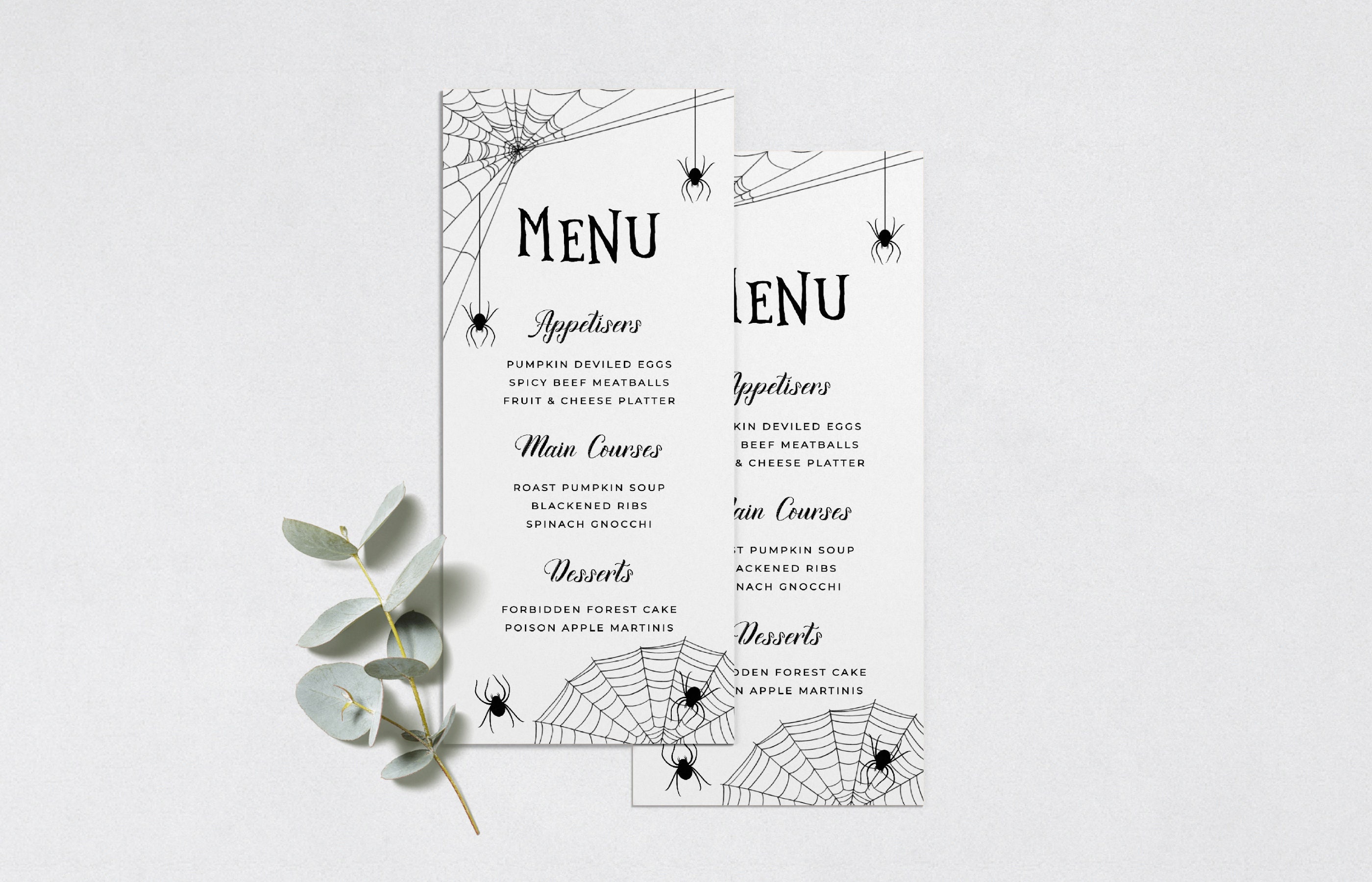 Halloween Spiderweb Menu Template Printable Halloween Dinner | Etsy