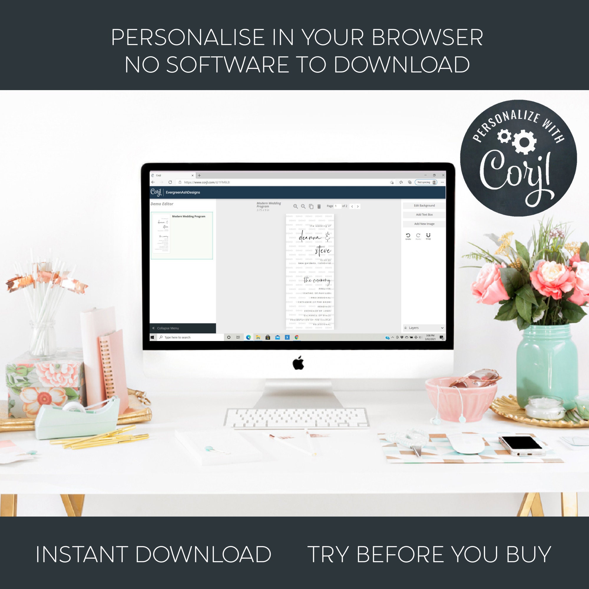 Modern Wedding Program Template Printable Modern Simple | Etsy