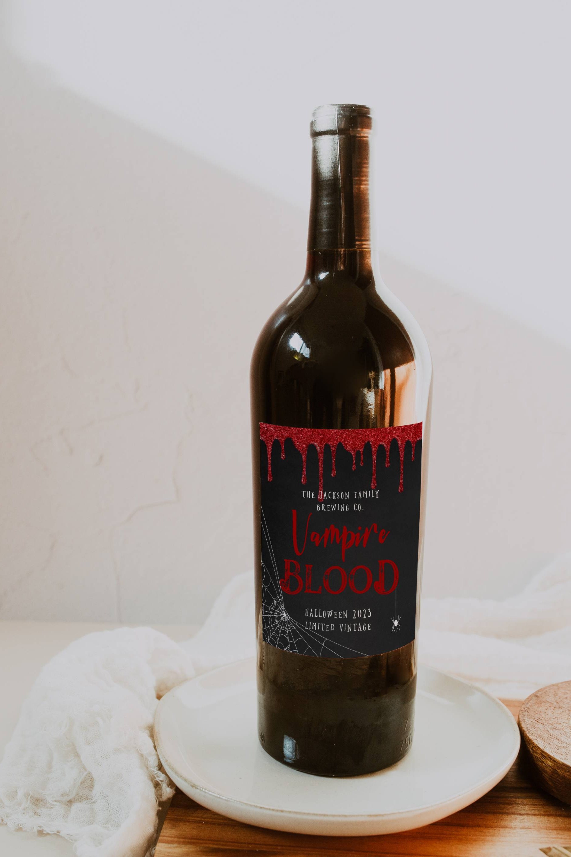 Vampire Blood Halloween Wine Bottle Label Template, Printable Spooky ...