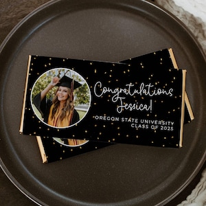 Graduation Class Of 2025 Photo Chocolate Bar Wrapper Template, Printable Candy Bar Label, Editable Modern Chocolate Wrap, Instant Download