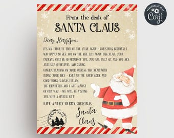 Editable Letter From Santa Claus, Printable From The Desk Of Santa Claus Template, Customized North Pole Mail, Nice List, Digital Download