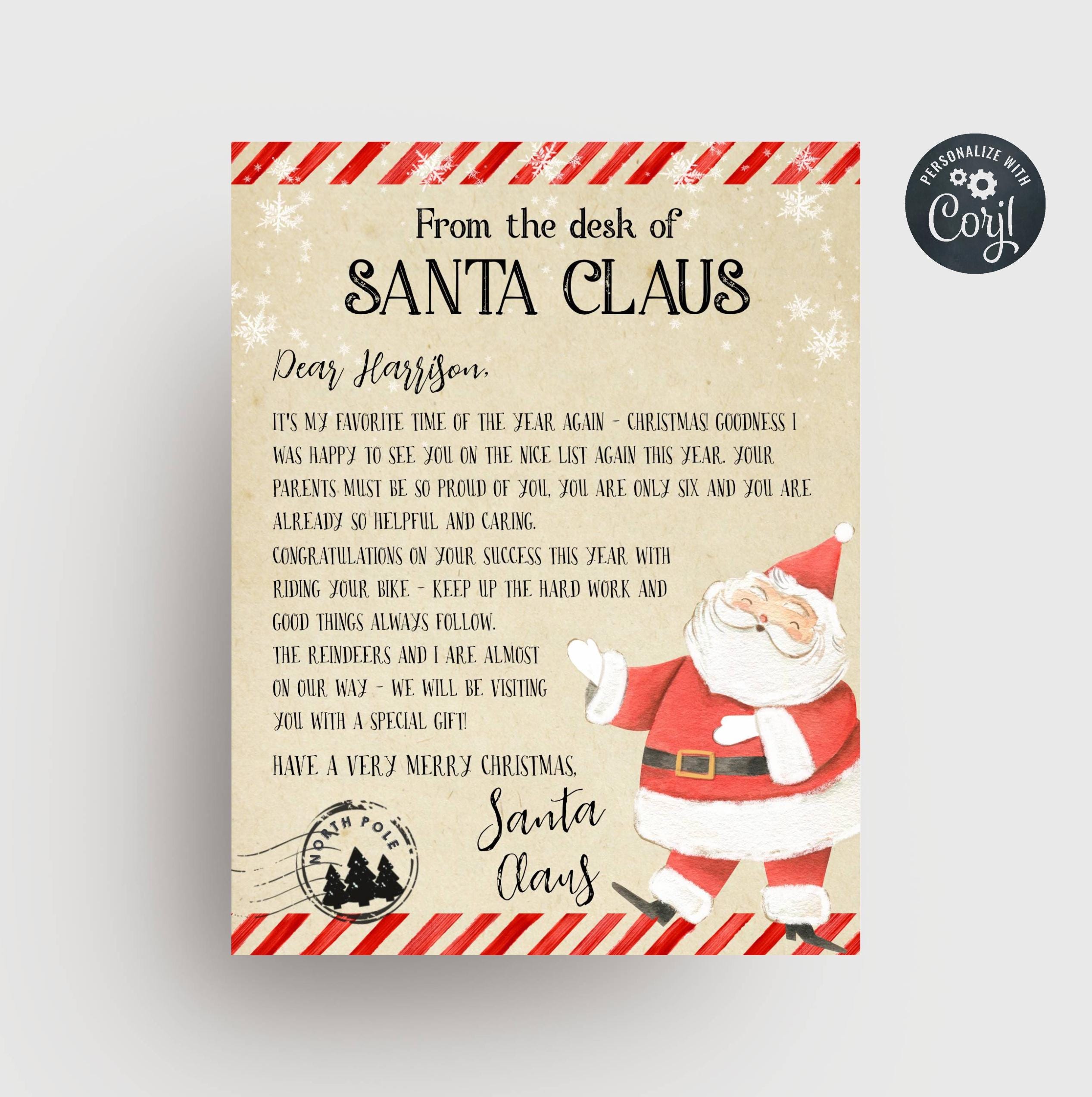 Editable Letter From Santa Claus, Printable From the Desk of Santa