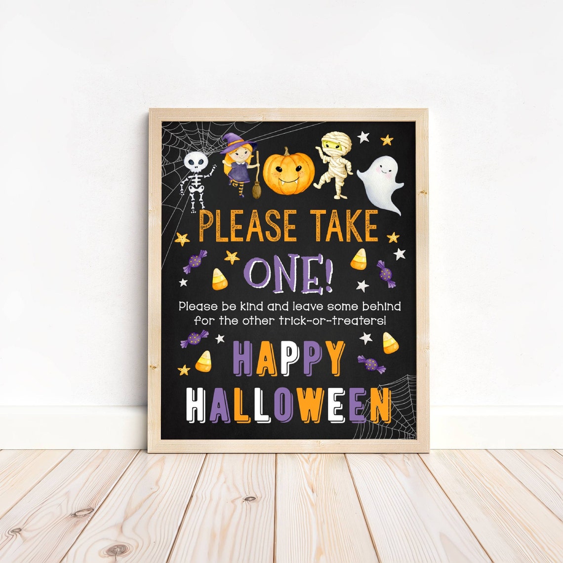 Printable Halloween Door Sign Template, Please Take One Poster, Trick ...