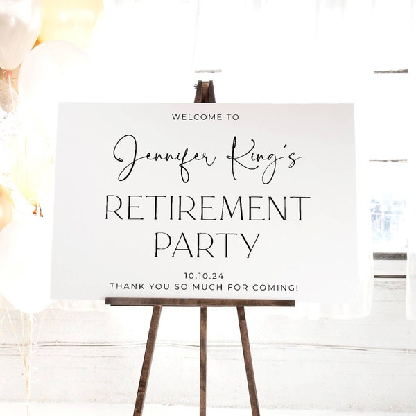 Elegant Retirement Party Welcome Sign Template, Printable Minimal Retirement Celebration Board, Editable Retiree Sign, Instant Download, #R2