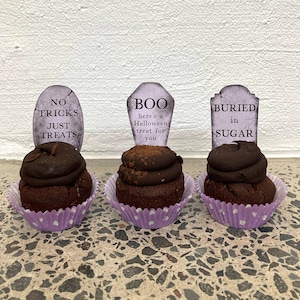 Halloween Gravestone Cupcake Topper Template, Printable Spooky Tombstone Cupcake Picks, Editable Graves Cupcake Toppers, Instant Download