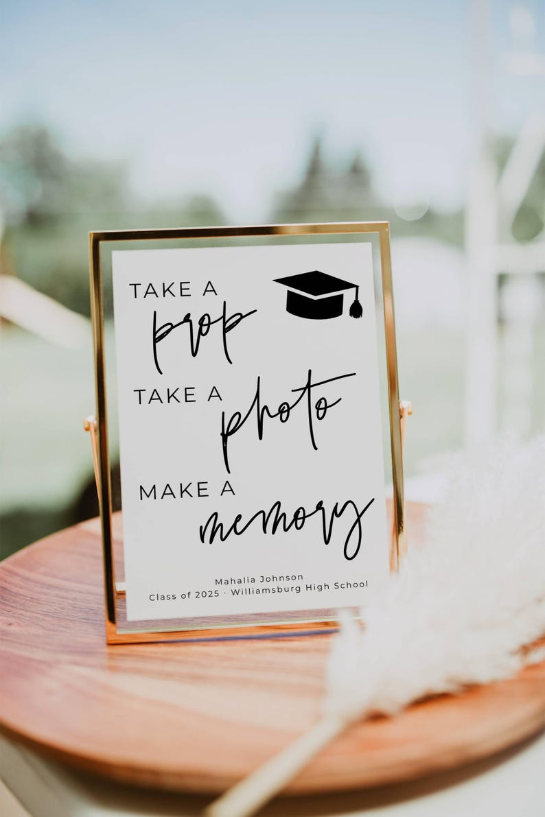 Graduation Photo Booth Sign Template, Printable Photo Prop Memory Sign ...