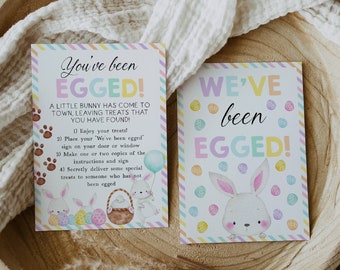 Editable Easter You've Been Egged Sign Template, Printable We've Been Egged Cards, Neighbor Easter Egg Treats Game, Instant Download