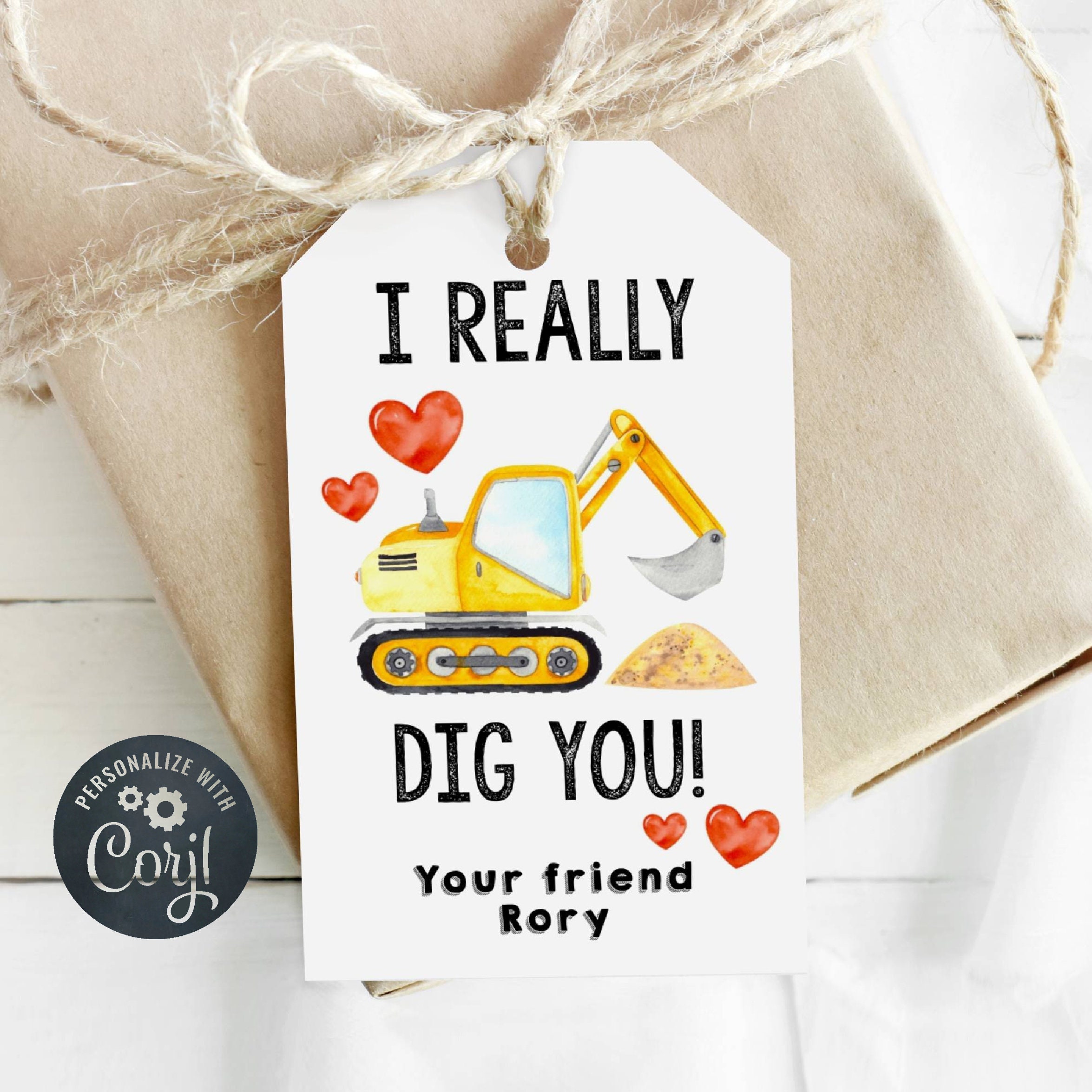 Valentine's Day Digger Gift Tag Template, Printable I Really Dig You ...