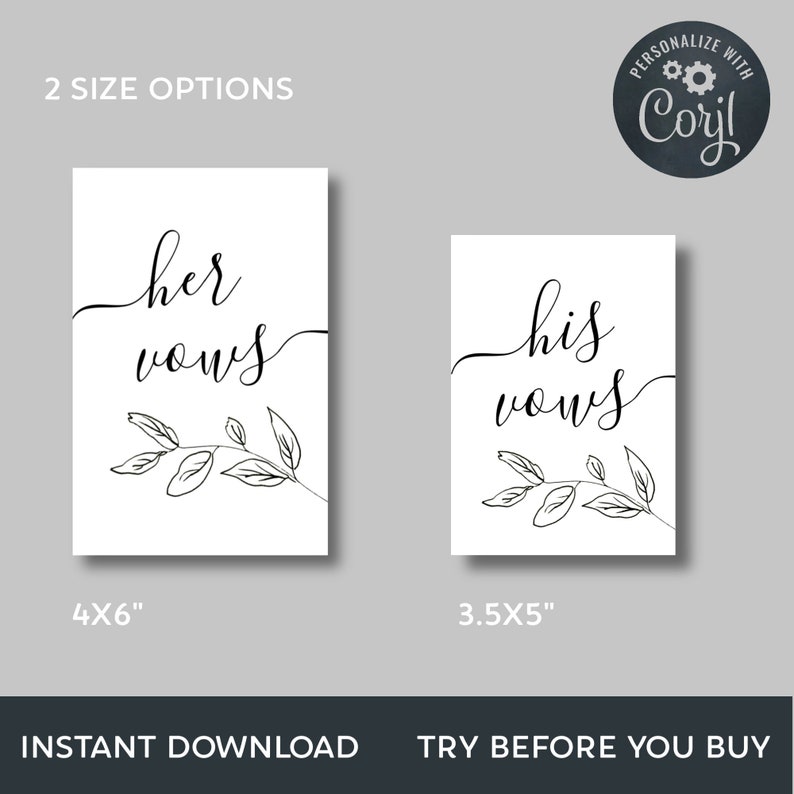 Wedding Vow Cards Printable Vow Booklet Template His and Her Etsy Wedding Vow Cards Printable Vow Booklet Template His and Her Etsy
