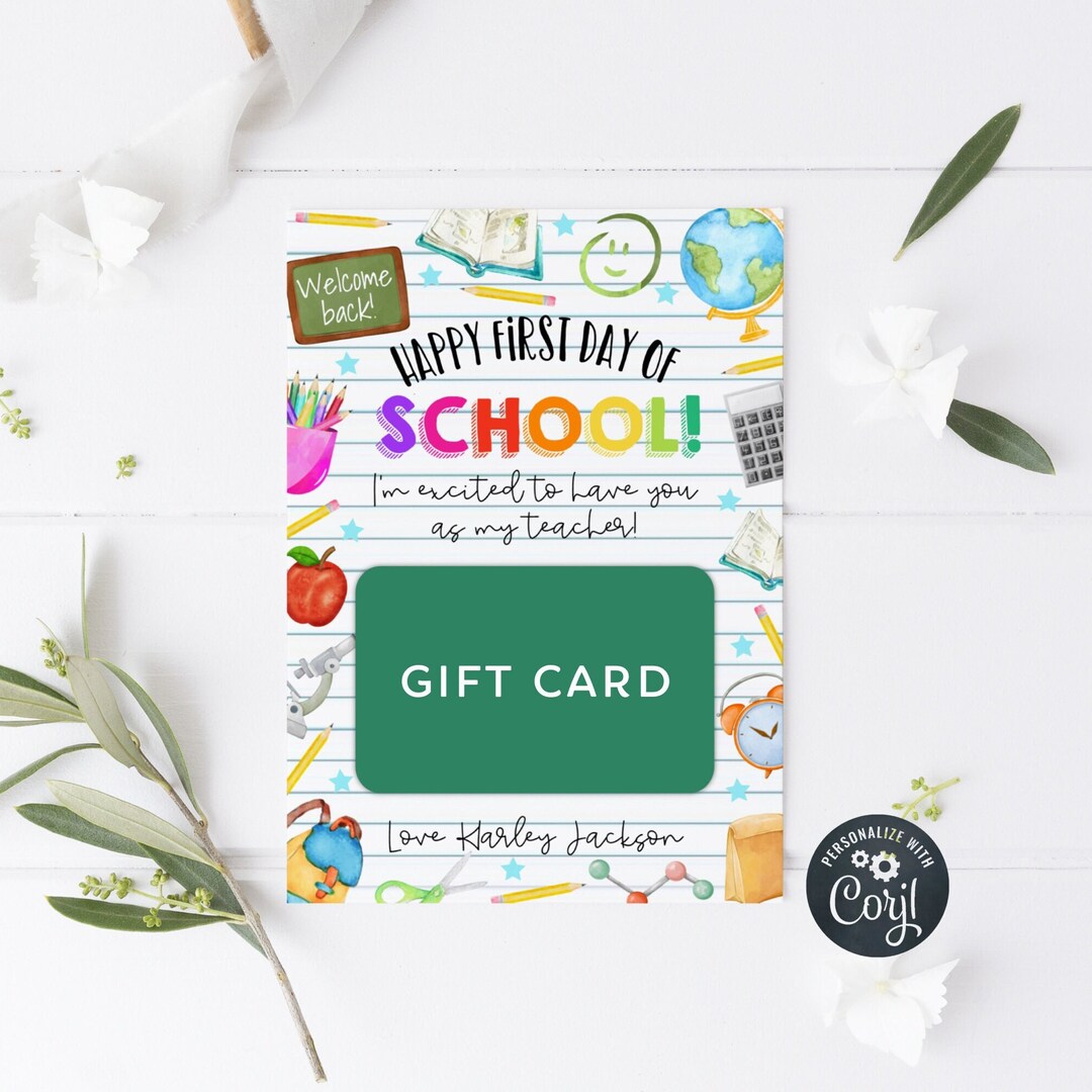 First Day of School Gift Card Holder Template Printable - Etsy