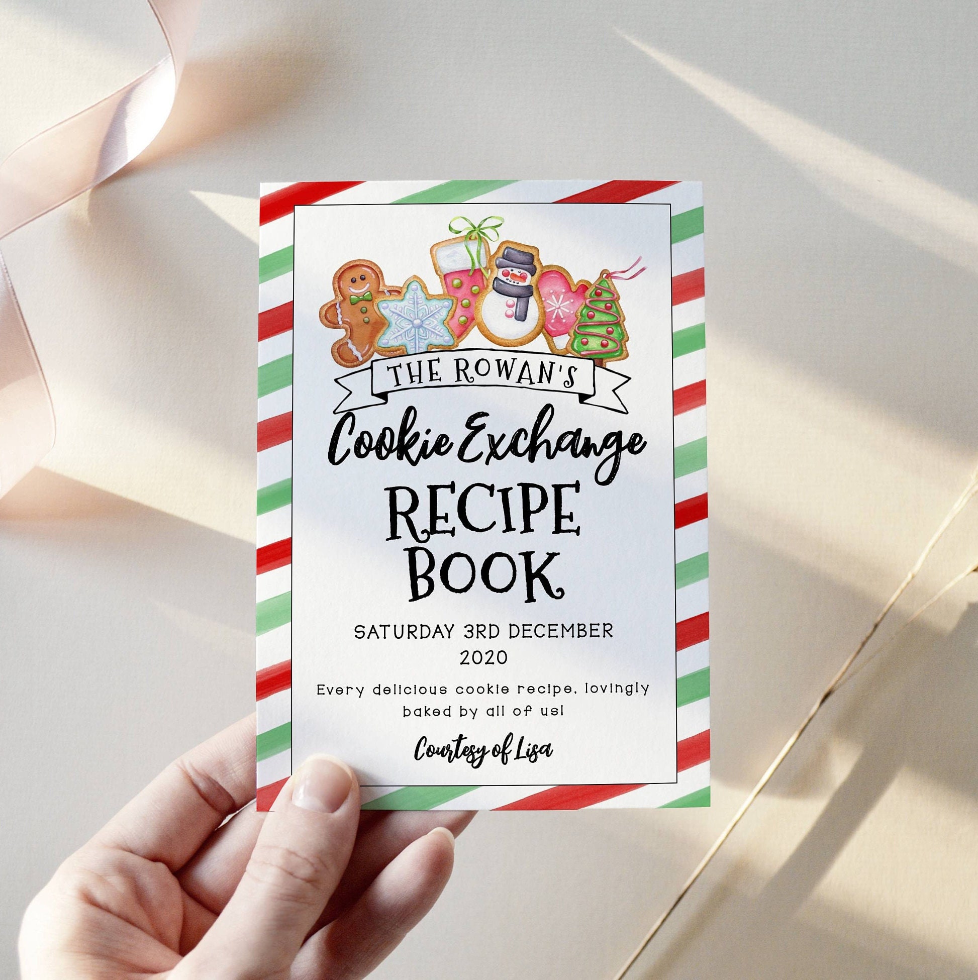 Holiday Cookie Exchange Recipe Card Template Printable - Etsy