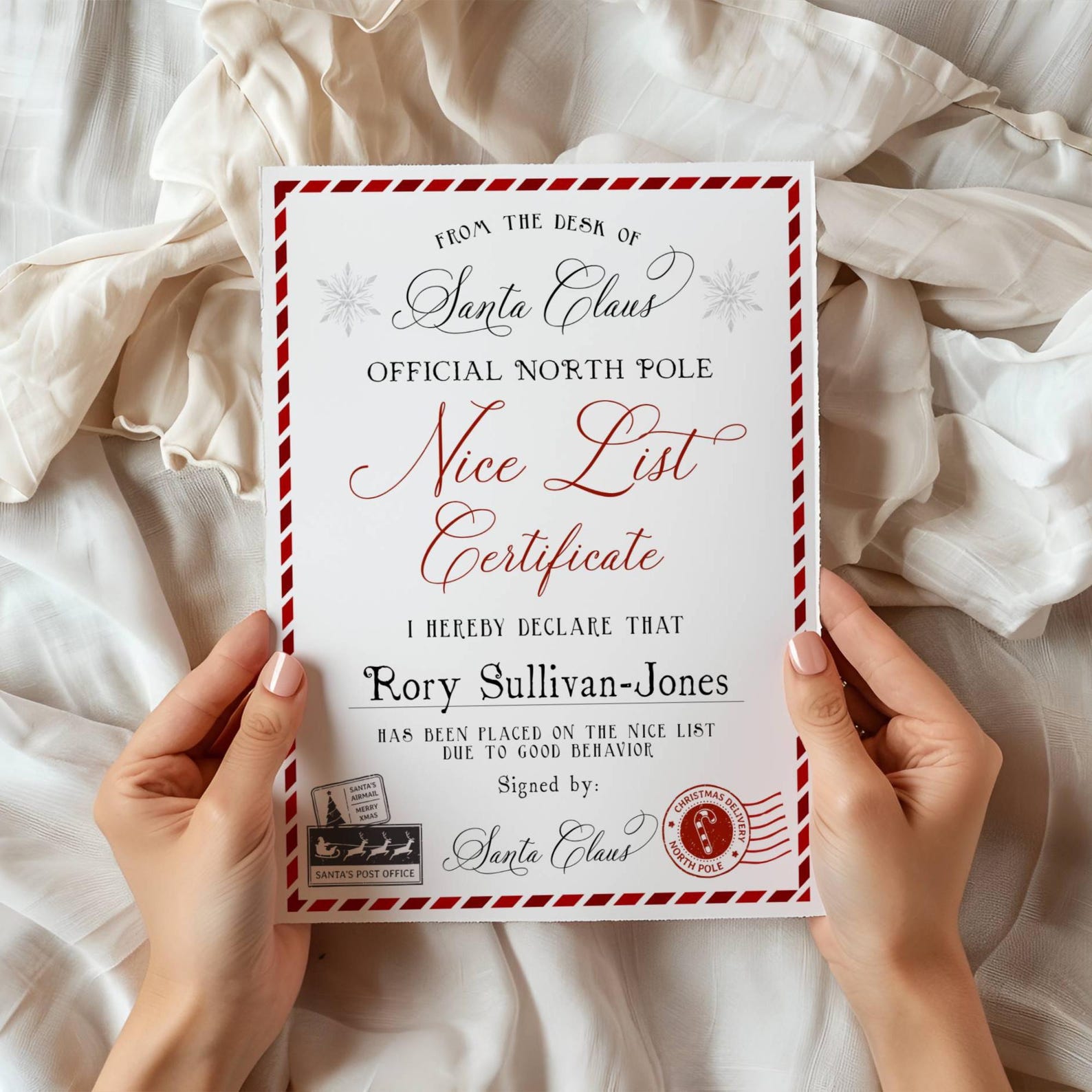 Santa Letter & Nice List Certificate Template, Printable Letter From ...