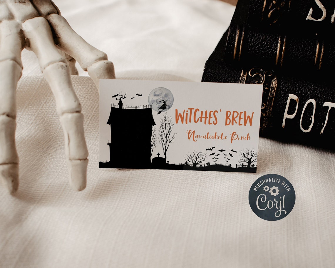 Halloween Food Label Template Printable Haunted House Buffet - Etsy