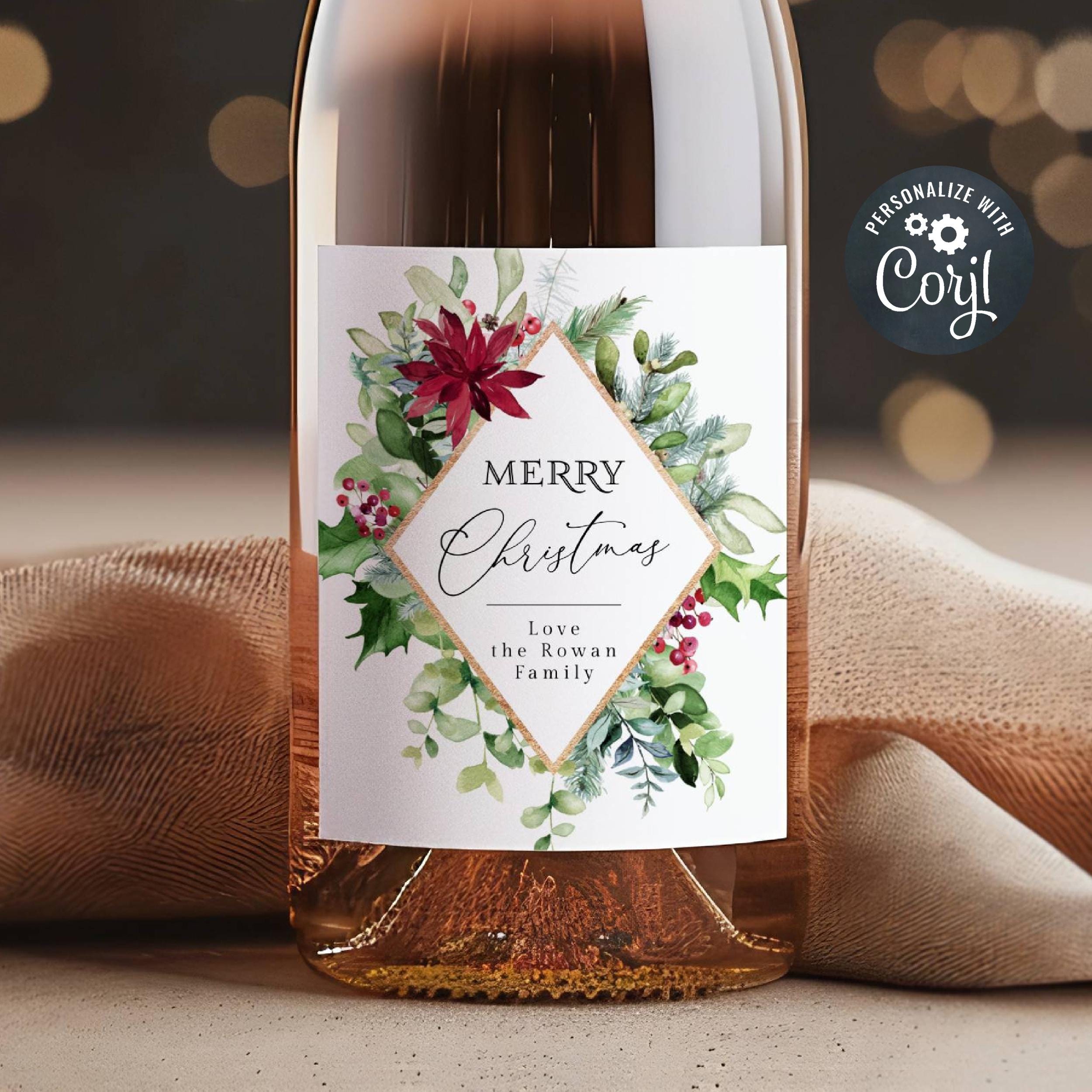 24 Pcs Christmas Wine Bottle Label Stickers – Retro Vintage Designs For Holiday Parties & Gift Decor