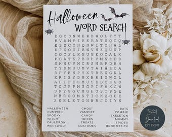 Halloween Word Search, Printable Halloween Party Game, Kids Halloween Activity, Halloween Classroom Word Find, Instant Download