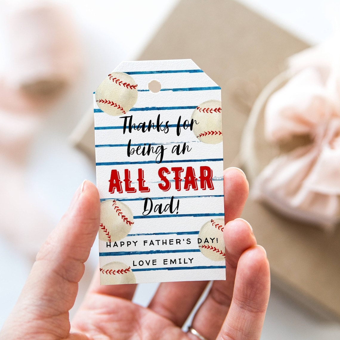 Father's Day Gift Tag Template Printable Baseball All - Etsy