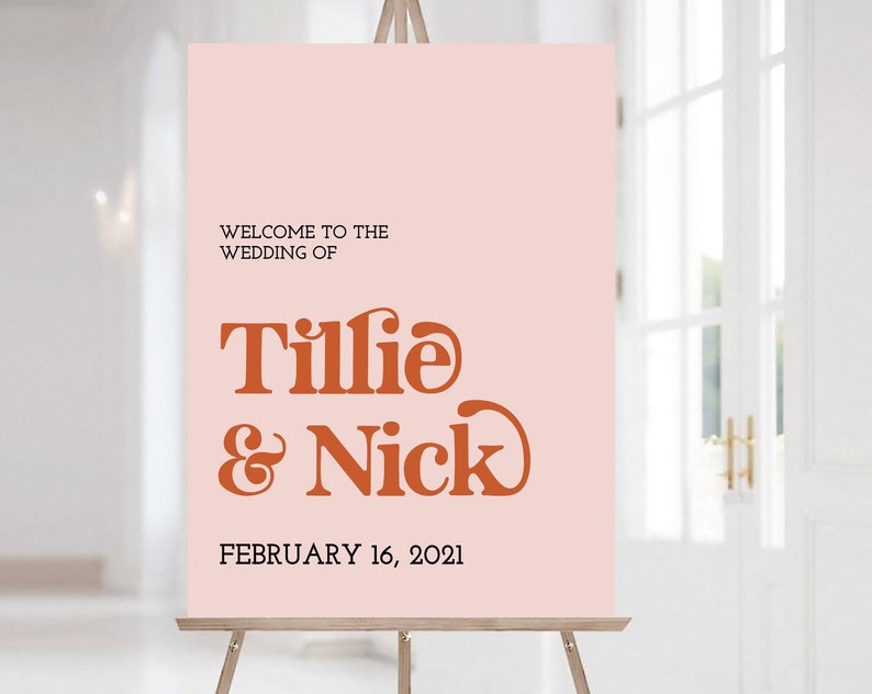 Retro Wedding Welcome Sign Template Printable Vintage Wedding - Etsy